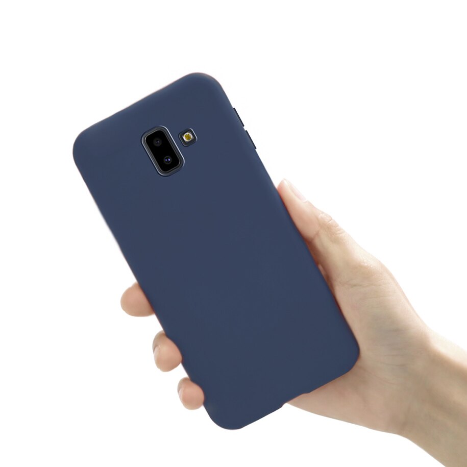 Etui na telefon do Samsung Galaxy J6 2018 okładka cukierki kolor dla Fundas Samsung J6 2018 J600F J6Plus J6 + J 6 Plus 2018 Case miękkie Capa: J6 Plus 2018 / Navy Blue