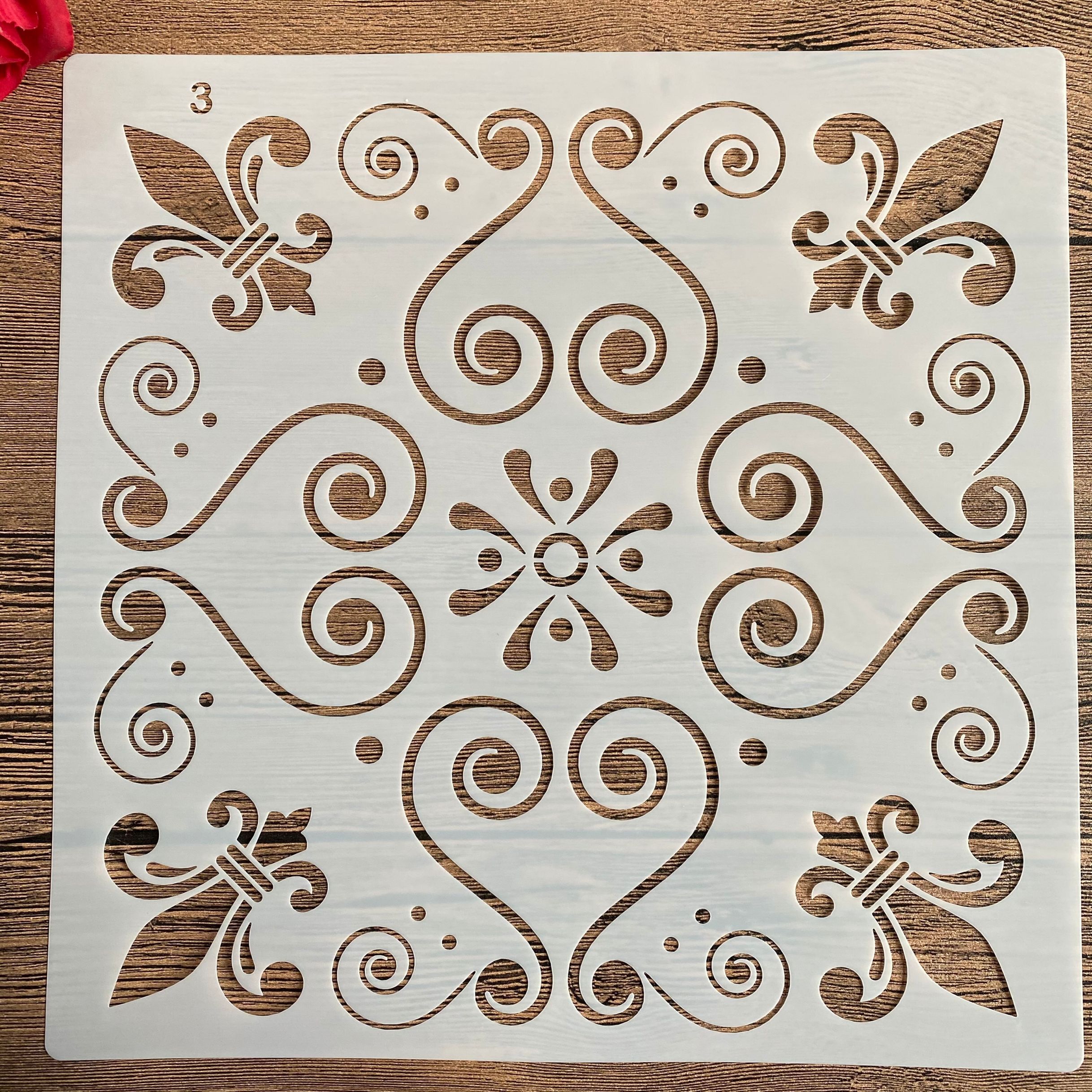 Molde de mandala para manualidades diy, tamaño de 30x30cm, para pintar plantillas, estampadas álbum de fotos, tarjeta de papel en relieve en madera, tela, pared 2022: 3
