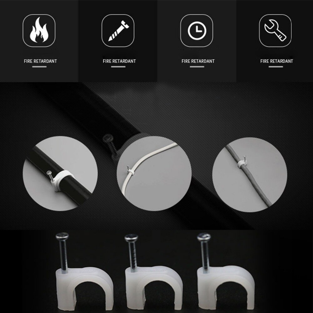 100Pcs Round Cable Wire Clips 5/6/7/8/10/12mm White Cable Management Electrical Wire Cord Tie Holder Circle Cable Clips