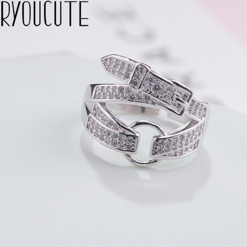 Bijoux moda real prata cor zircon cinto anéis para mulheres boho ajustável antigo anéis anillos