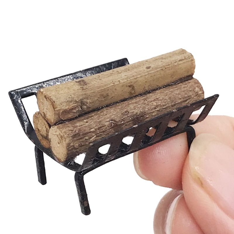 1/12 Dollhouse Miniature Furniture Metal Rack with Firewood for Fireplace Living Room Decor Collection QX2D