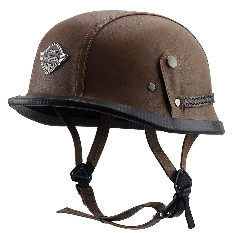 Imitation World War II German Helmet Style Open Face Half Leather Helmet Moto vintage Motorbike Vespa camouflage: 5 / L