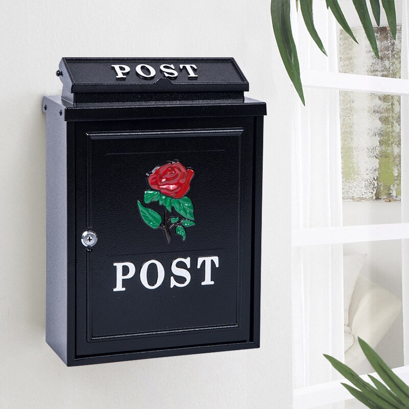 Retro Pastoral Wall Mounted Mailbox Mail Postal Letter Box Lockable Secure Mail Post Cast Aluminum Mailbox Postbox Garden Decor