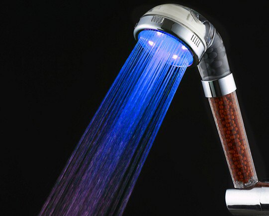 Waterbesparende Kleur Veranderende Led Douchekop Filter Met Slang, Light Up Regen Temperatuurregeling 3 Kleur Douchekop: Filter