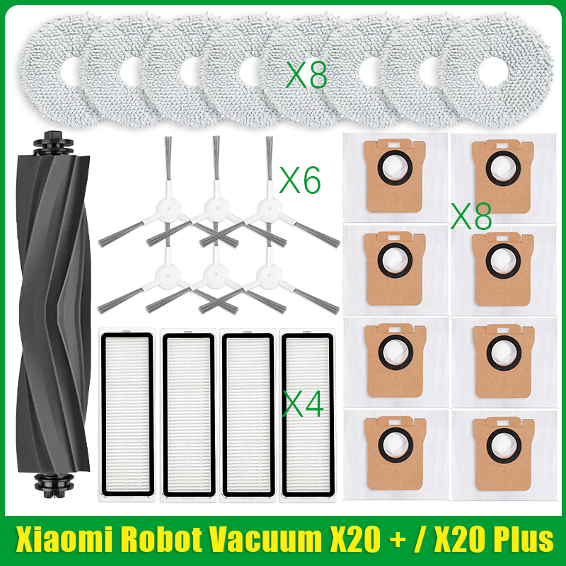 Para Xiaomi Robot aspirador X20 + / X20 Plus bolsa de polvo paño de mopa accesorios Cepillo Lateral principal piezas de repuesto de filtro Hepa: Oro