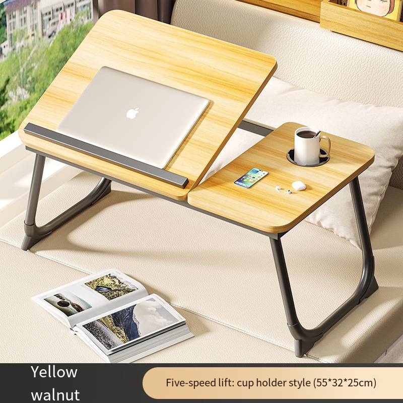 Laptopbord för säng eller soffa, knäbord, skrivbord för att arbeta i sängen, skrivbord för hemmakontor, frukostbricka, skrivbord med mugghållare: Vinröd