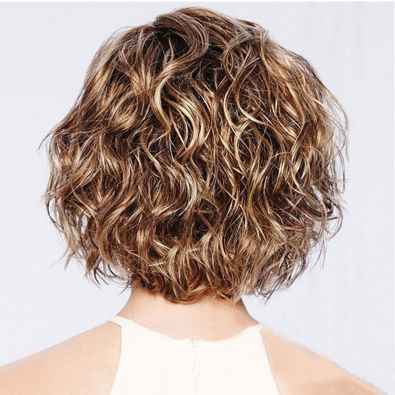 Perucas de cabelo curto natural natural resistente ao calor encaracolado peruca macia para mulher