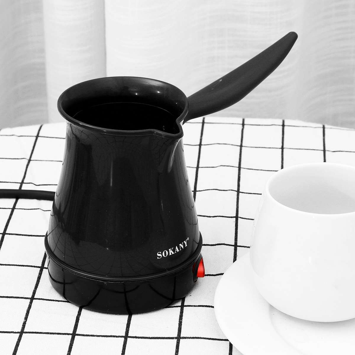 Coffee Maker Portable Electric Mini Turkey Coffee Pot Fast Heat Resistant Coffee Machine 350ml Boiled Milk Coffee Kettle: Black