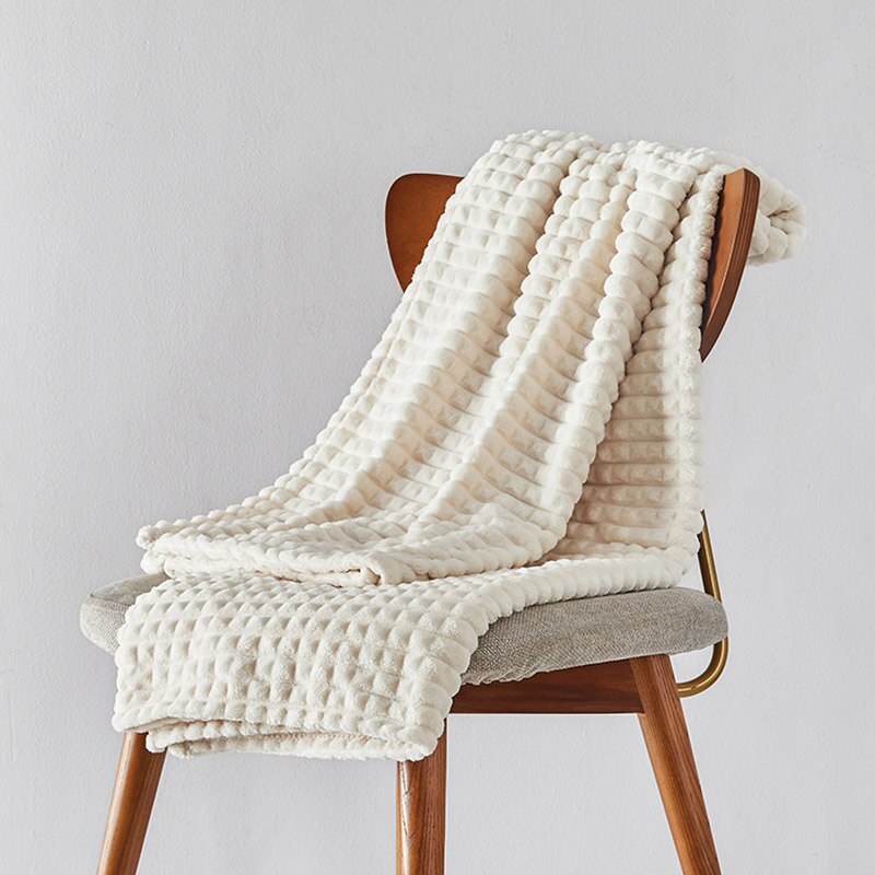 A/B Side Lente Zoete Plaid Deken Licht Dunne Mechanische Wassen Zachte Eenpersoonsbed Dekens Spreien Voor Sofa Reizen beddengoed Cover: Beige White / 180X200cm