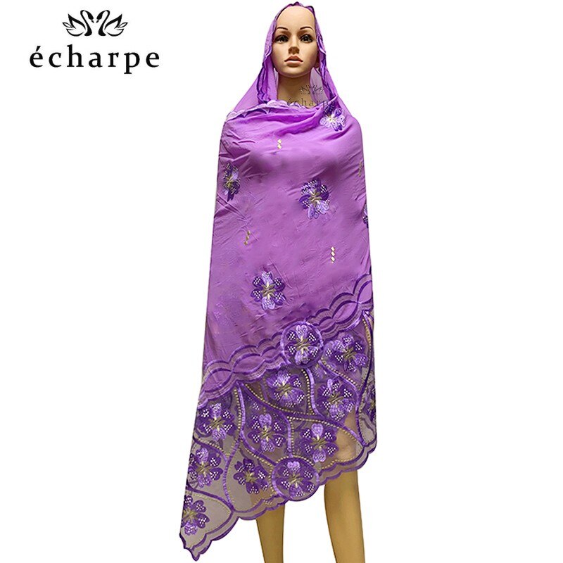 Chiffon Sjaal Afrikaanse Vrouwen Hijab Sjaal, Borduren Chiffon Sjaal Big Size Sjaal Voor Sjaals EC986