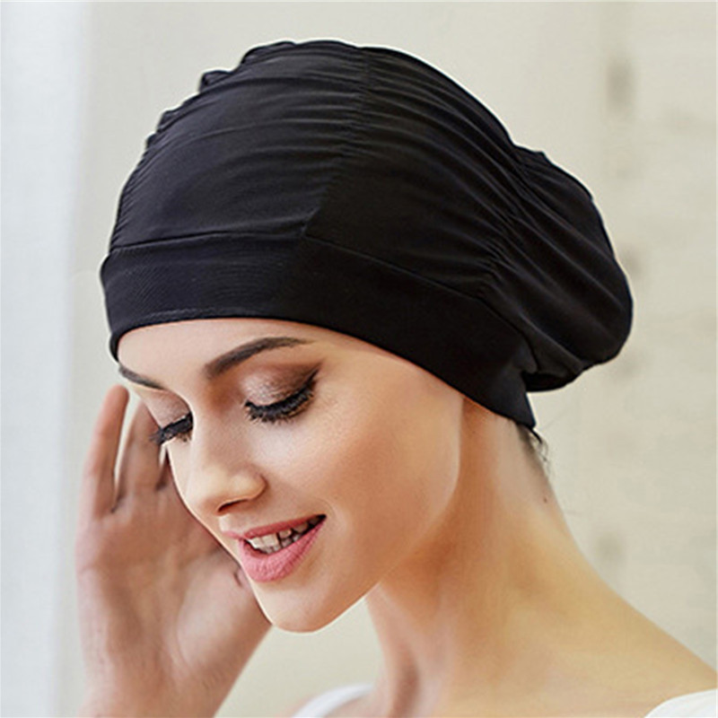 Silicone Waterproof 3D Elastic Swimming Caps For Men Women Long Hair Swimming Hat Cover Ear Bone Pool Adult Swim Cap: light yellow