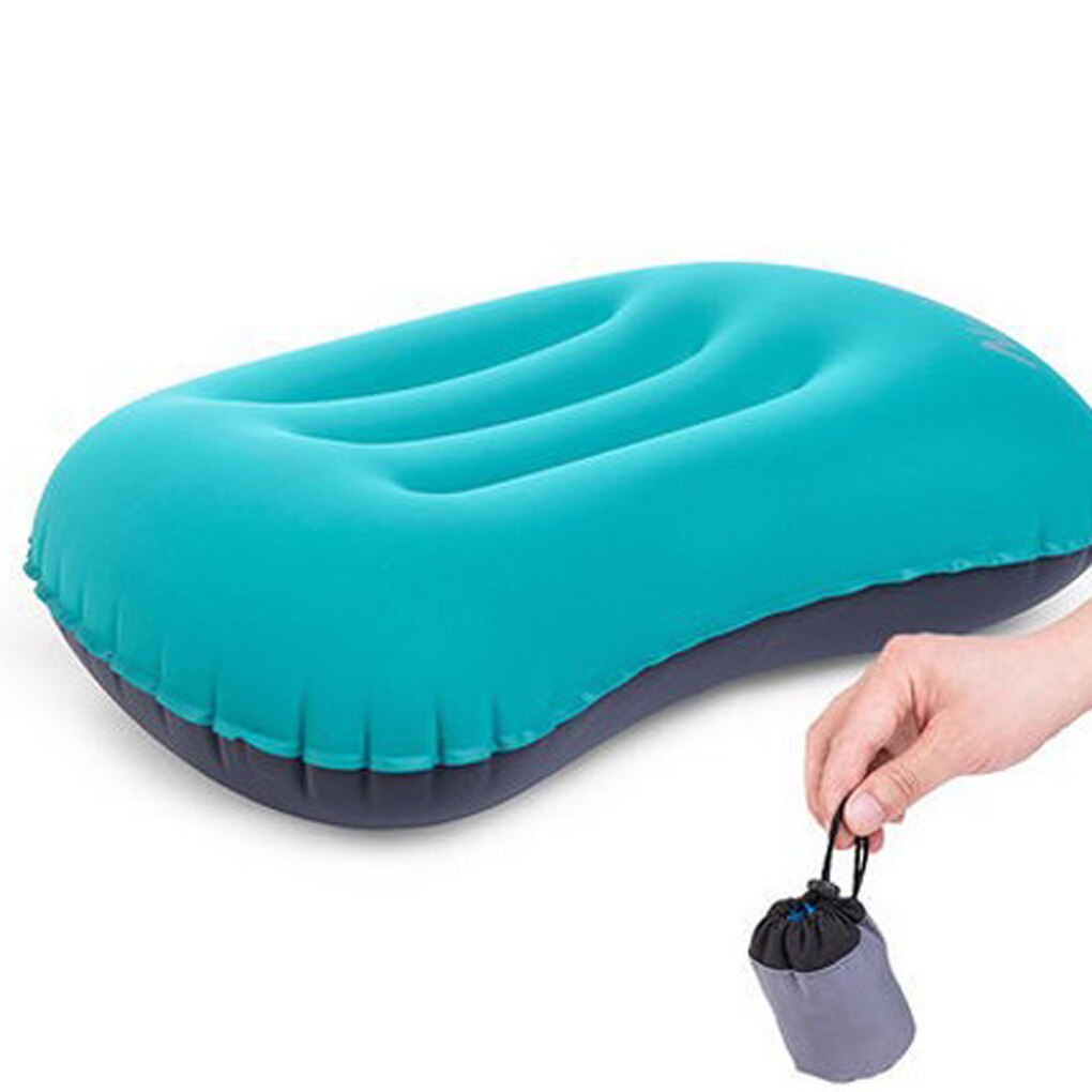 Almohada de aire autoinflable de , cojín para viaje, oficina, almohada inflable plegable, útil