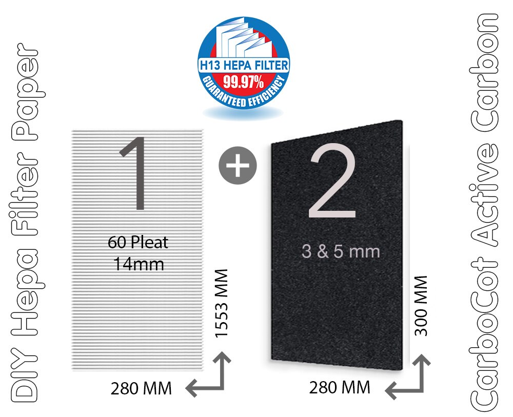 Papel de filtro Hepa genérico de bricolaje y carbono con pantalla de pliegues coche casero, purificador de aire, Red de polvo de aire acondicionado algodón Pm2.5: 1/Pcs 270MM 60 Pleat Filter+1 Active Carbon