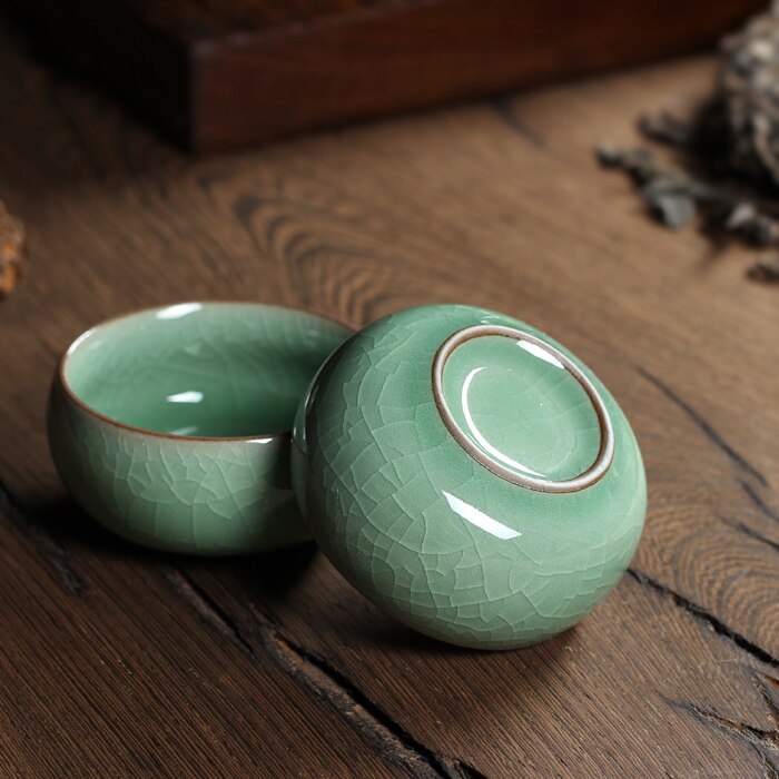 5 colors Geyao china Porcelain coffee cup Ge Kiln Chinese Longquan Celadon Gaiwan Bowl Celadon Crackle Teacup cups 45ml tea set