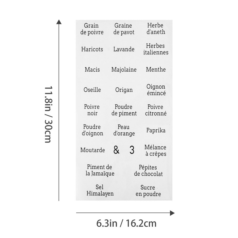 1 Set 208Pcs Franse Ingrediënten Naam Label Decals Spice Labels Voor Thuis