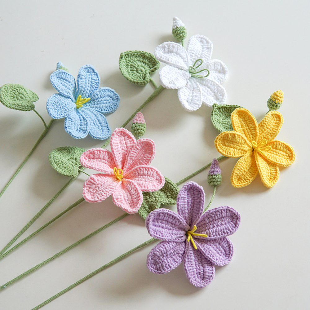 Flores creativas de punto de Paulownia, ramo tejido de ganchillo, decoración de boda, flores falsas, decoración de escritorio
