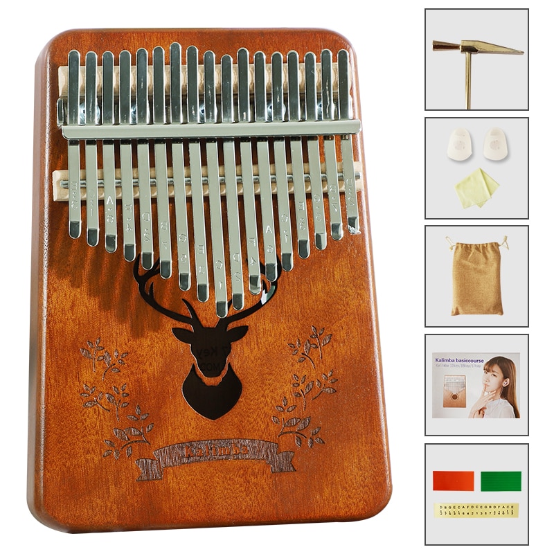 Liyin-kalimba de 17 teclas, piano de pulgar de cuerpo de caoba, 17 llaves, instrumento Musical mbira de la mejor y buen sonido