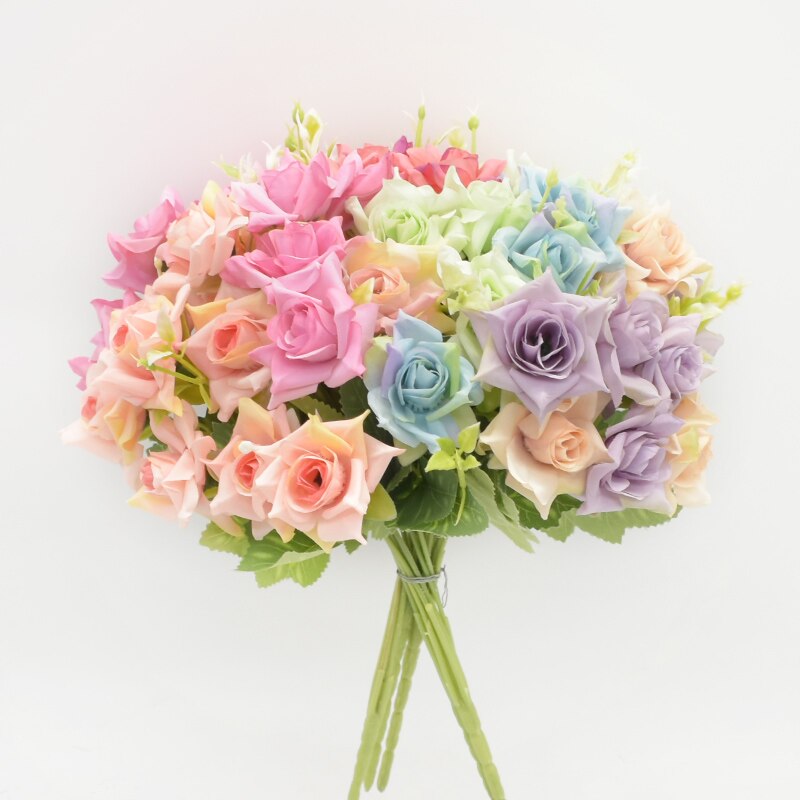 10 Heads 5 Vorken Rose Boeket Kunstbloemen Home Decor Diy Achtergrond Wanddecoratie Indoor Meubels Kerst Bruiloft