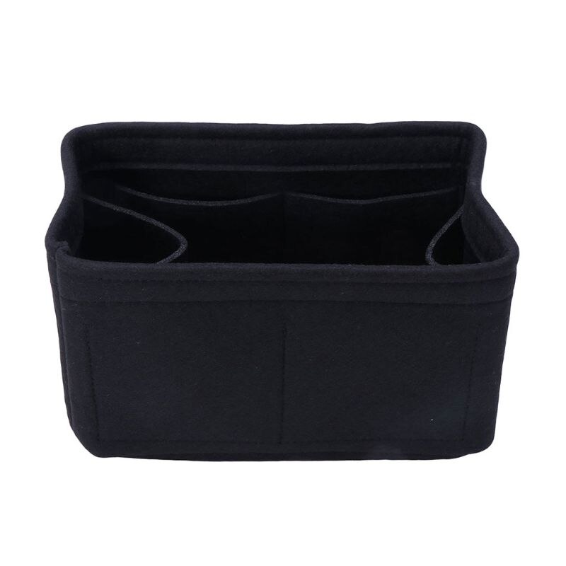 Nowe wielofunkcyjne kobiety filc wkładka torba makijaż torby kosmetyczne podróż wewnętrzna torebka przenośna torebka do przechowywania organizator Tote S/M/L: Black / S
