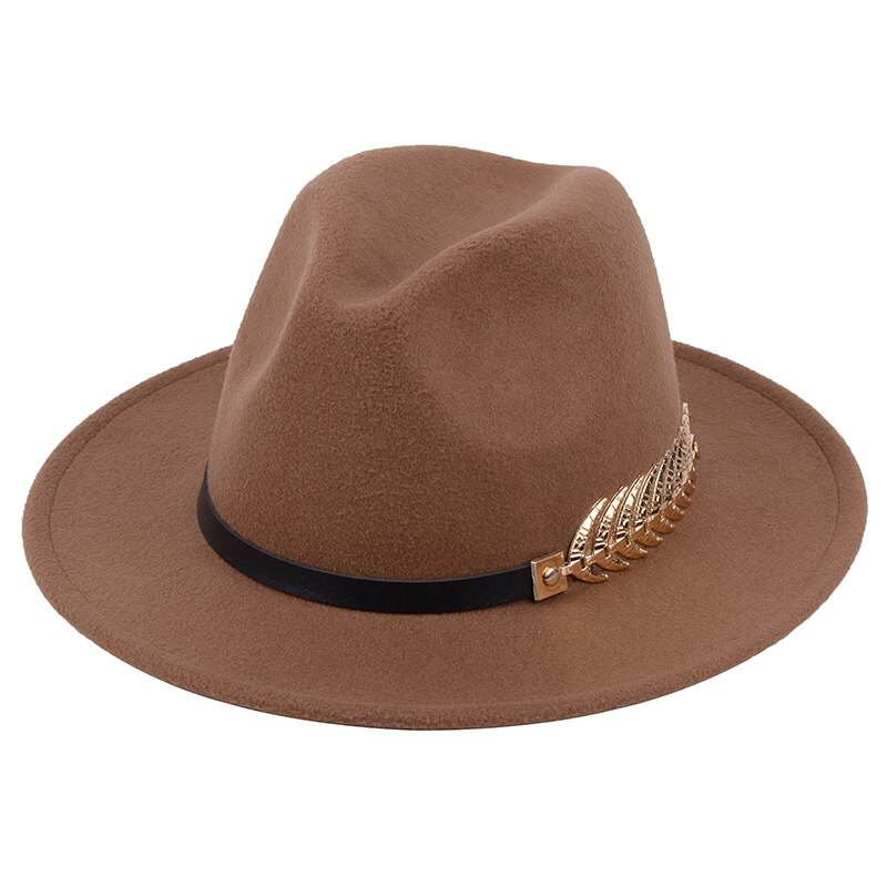 SLECKTON Fedoras Hats for Women Casual Girl Panama Jazz Cap Ladies Woolen Top Hat Men Bowler Hats Unisex Gorras S1078: Khaki