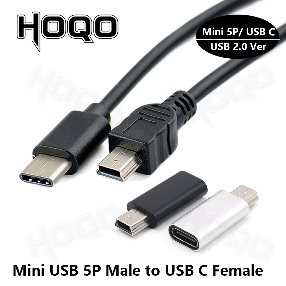 USB Type C Male to Mini USB Female Adapter Male USB C to USB Mini b Female/Male Adapter Data Charging Converter