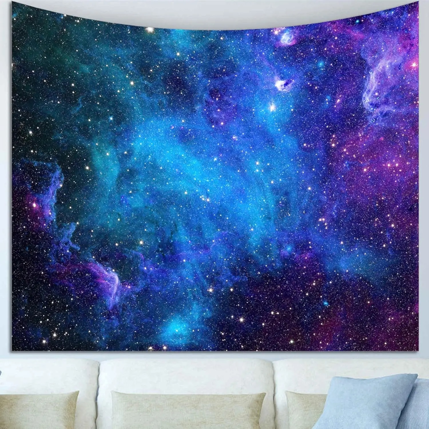Tapiz de galaxia para decoración de habitación, tapiz espacial estético para dormitorio, nebulosa misteriosa, pintura colgante de pared, fondo para sala de estar: 140 x 205 cm / Gris púrpura