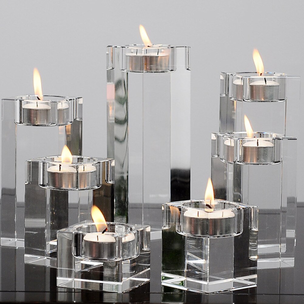 Europe Crystal Glass Candle Holder Wedding Candlestick Fine Transparent Crystal Glass Candlestick Dining Home Decoration