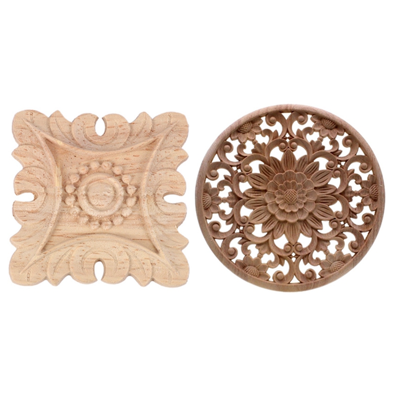 Cadre Décoratif En Bois Sculpté Non Peint - 30x30 Cm, Pour Porte, Armoire, Miroir, Décoration Murale Style Européen
