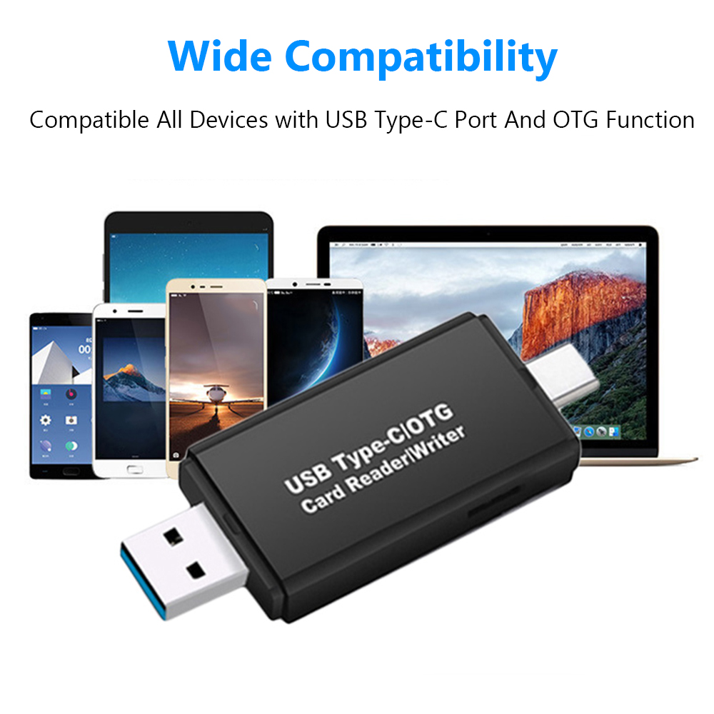 2 In 1 TF/SD Memory Card Reader USB 3.0 to Type-C High Speed OTG Adapter For Phone Laptop Computer