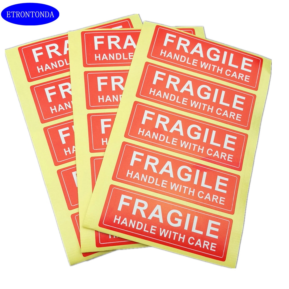 500pcs FRAGILE Handle With Care Label Sticker 75x25mm 1x3 inch Fragile Warning Sticker