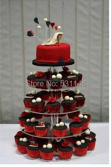 5 Layer Tier Crystal Acrylic Round Cupcake Display Stand For Wedding Party Christmas Cake Display Rack