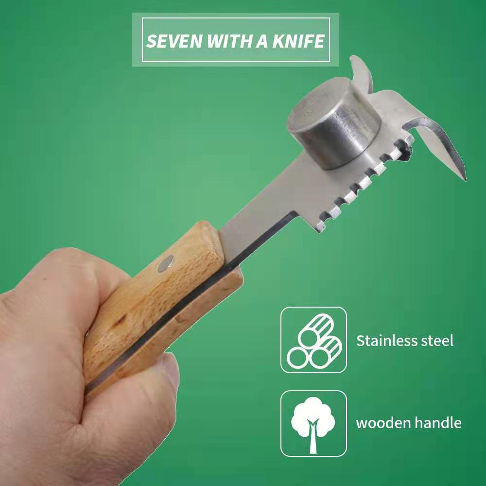 Multi-Functionele Bijenkorf Schraper Zeven-Purpose Imker Schraper Bijenteelt Tools Met Rvs Duim Soort Houten Handvat