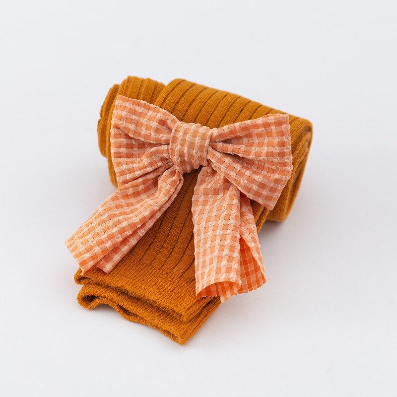 Mallas de algodón con lazo para niña, pantalones de otoño, pantalón de niña pequeña, tejido, Primavera: Yellow / XS(70-82CM)