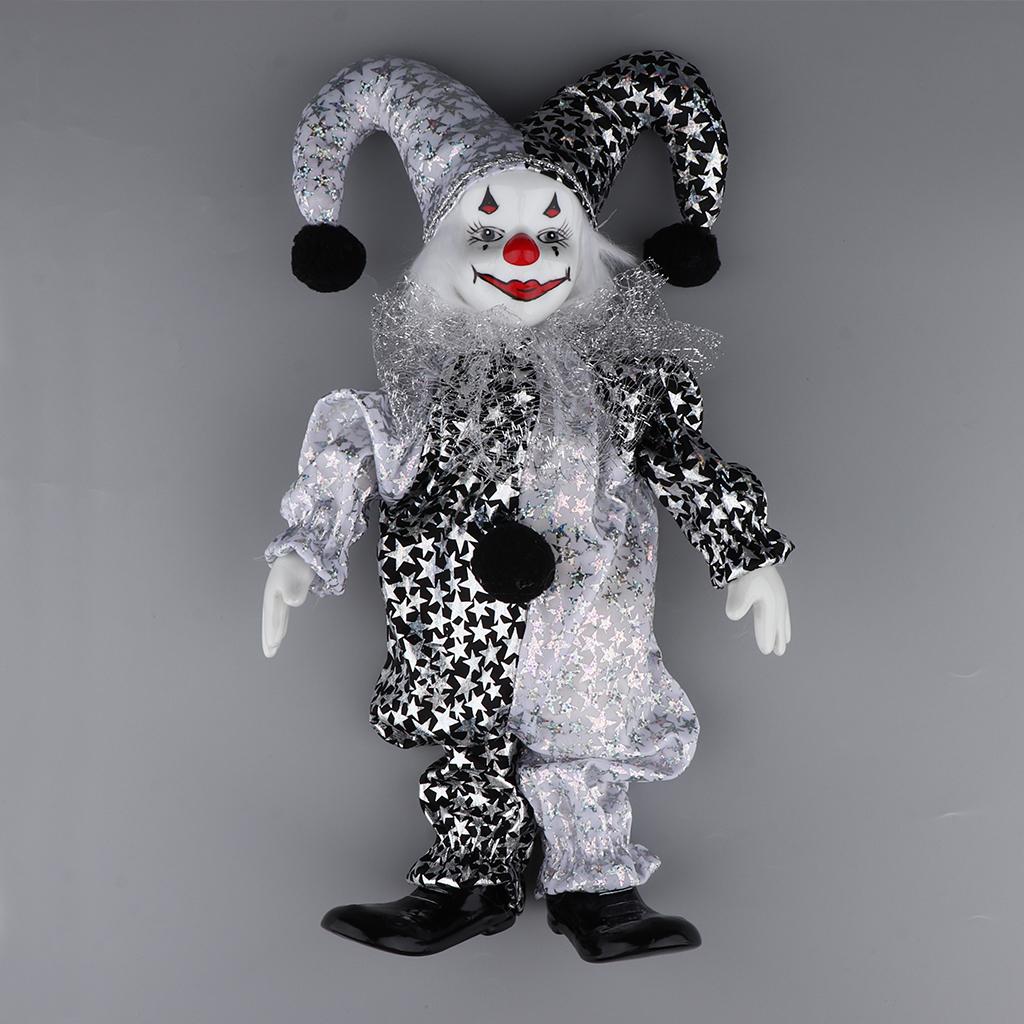 Muñeca de arlequín de Porcelana Vintage con pies colgantes, muñeca de circo, C
