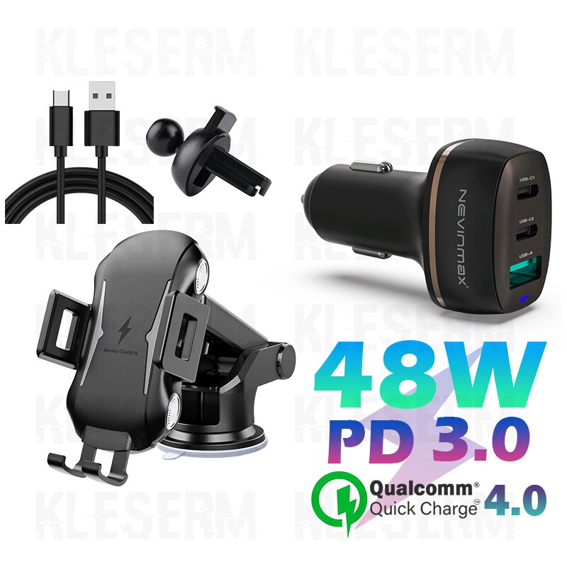 15W Qi Wireless Car Charger Holder for Samsung Galaxy S20 S21 Ultra S10 S9 Plus Car Induction Charger Mount for iPhone 12 11 SE