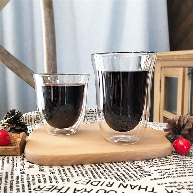 2 Stuks Transparante Koffie Mok Handgemaakte Hittebestendigheid Double Wall Glass Mokken Cup Melk Thee Bier Mok Drinkware Kerst