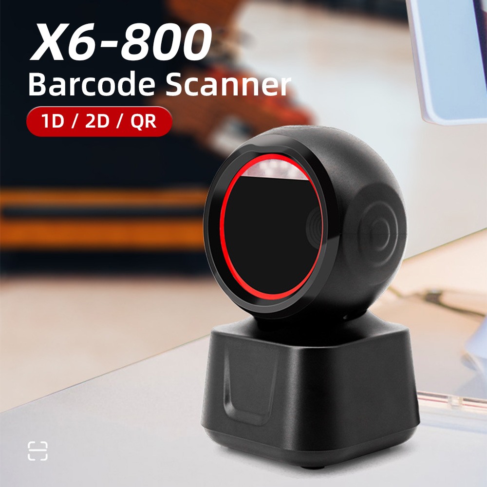 Scanner di codici a barre cablato desktop 1D 2D QR Piattaforma ad alta velocità Lettore di rilevamento automatico a mani libere Porta USB Compatibile con Plug & Play