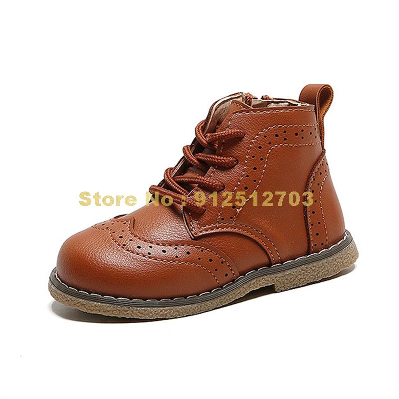 Crianças outono unisex clássico rendas botas de couro crianças meninas meninos tornozelo botas tamanho 21-30 sapatos