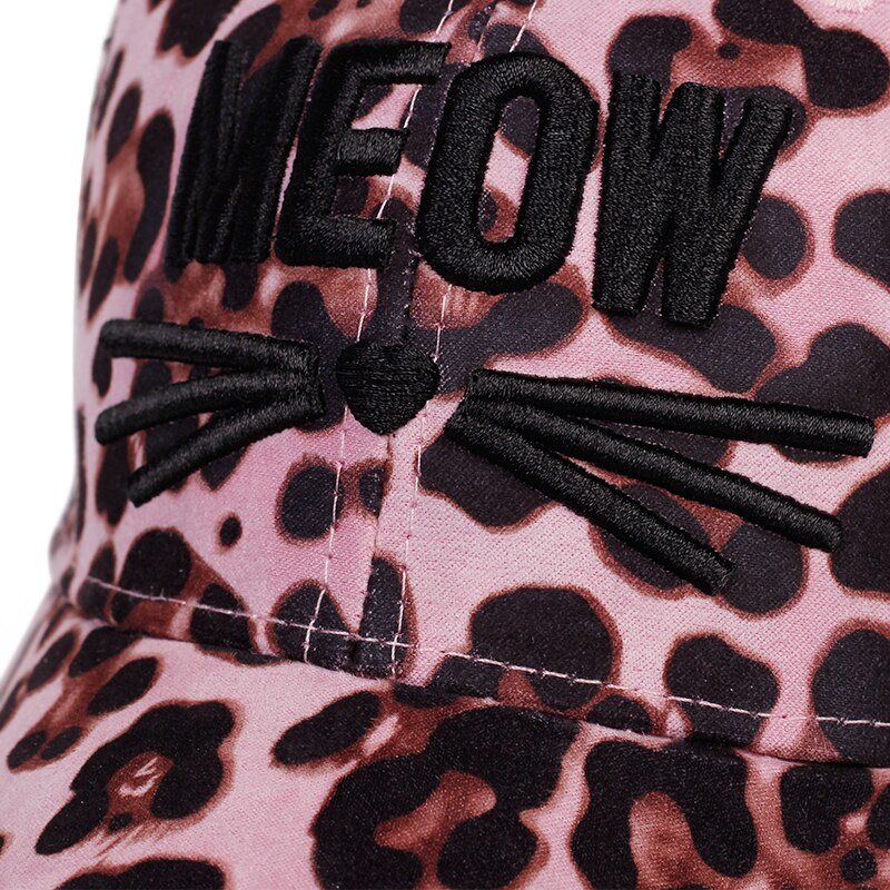 Meow broderet baseballkasket kat vild hat kat øre sød hat leopardprint tide hat afslappet skygge mesh hatte gorras