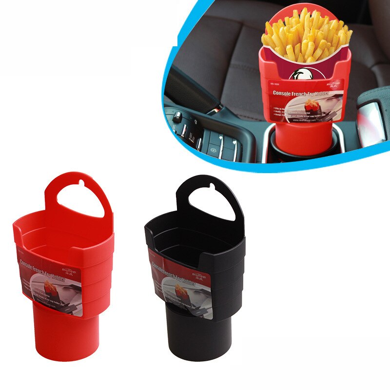 Bil pommes frites hållare förvaringslåda bock hamburgare matbricka resa äta i bilen dricka mugghållare saucemoto dip klämma bil-styling