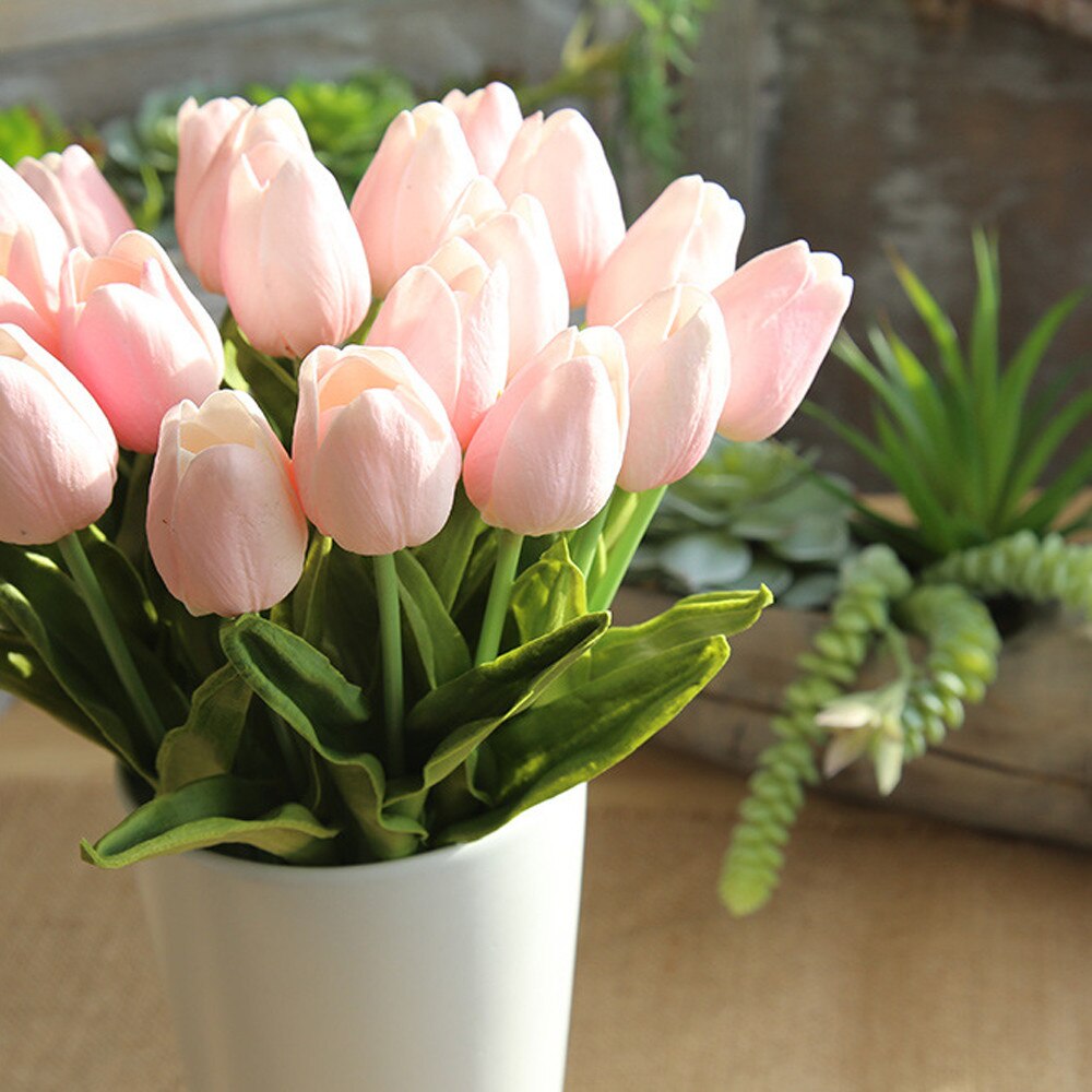 Kunstmatige Nep Bloem Tulp Boeket Bloemen Bruidsboeket Party Home Decor Geel Wit Rood Paars Roze Oranje Groen 5Pc tulp