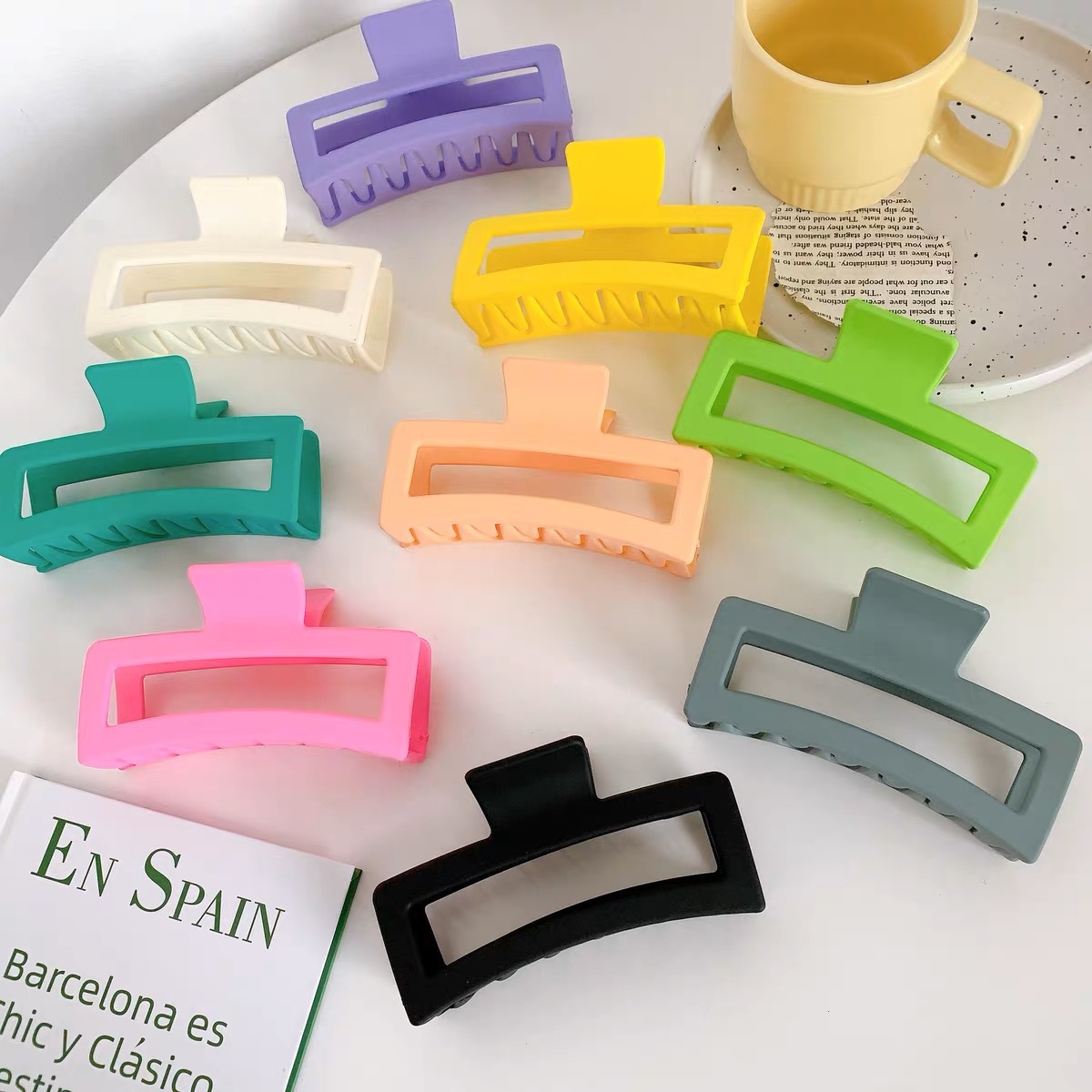 Koreaanse Grote Effen Haar Klauw Elegante Haarspelden Barrette Krab Haar Clips Voor Vrouwen Meisjes Vierkante Hoofddeksels Haaraccessoires Sieraden