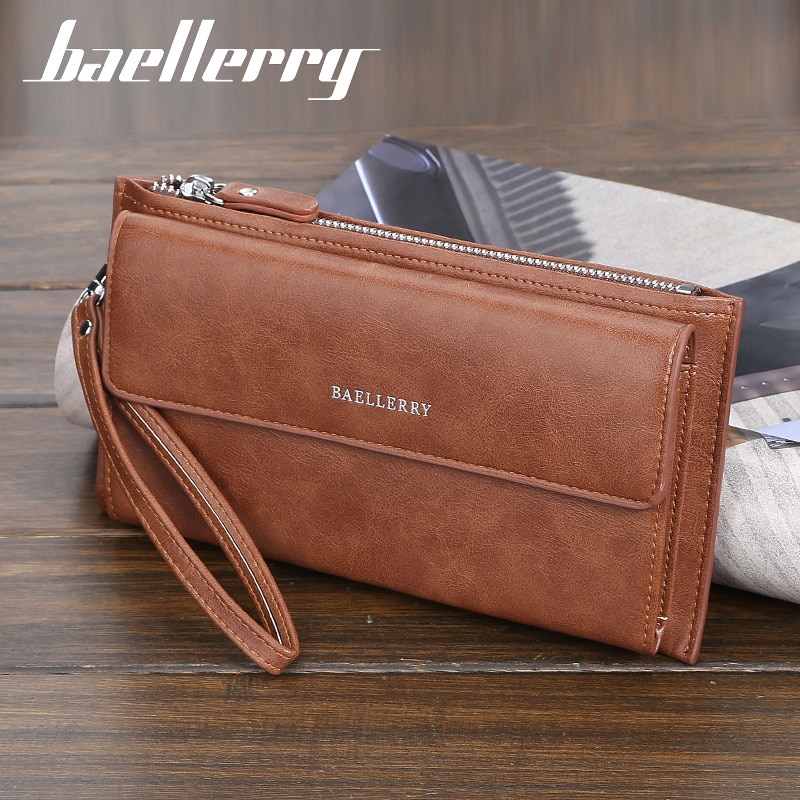 Men Wallets Long Name Engraving Card Holder Male Purse Zipper Large Capacity PU Leather Wallet For Men