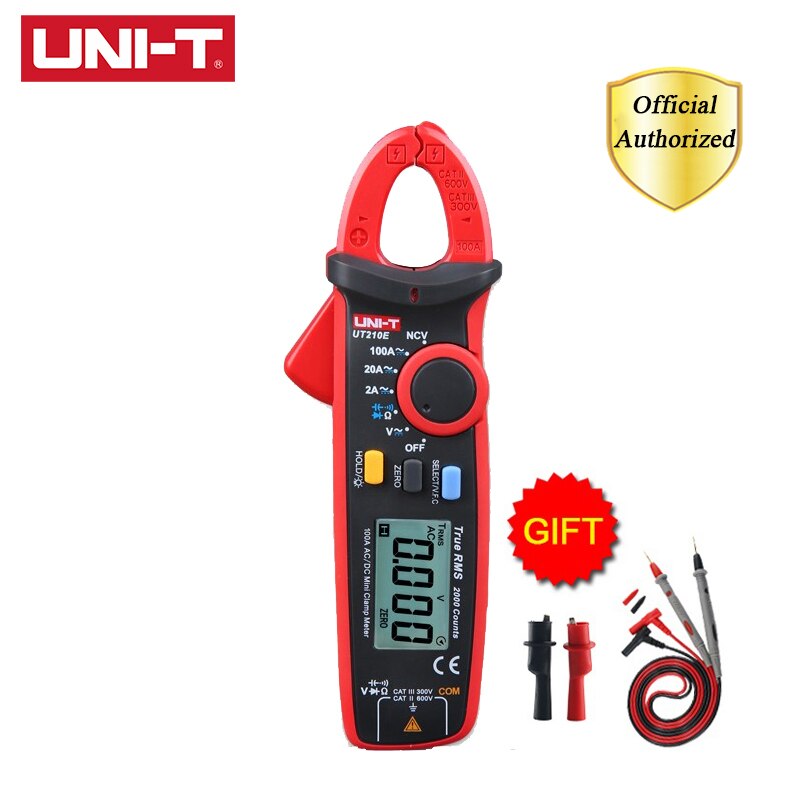 UNI-T UT210A UT210B UT210C UT210D UT210E True RMS Digital Clamp Meters AC/DC Capacitance Tester Non Contact Multimeter: UT210E with Clips