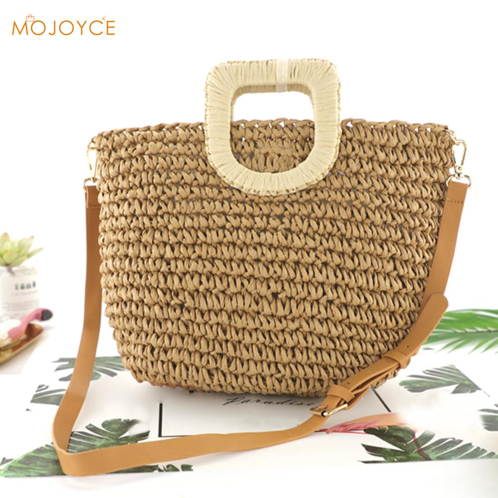 Handgemachte Sommer Strand Rattan Gewebt Stroh Tasche Sommer Frauen Bote Umhängetaschen Mädchen Kleine Strand Handtasche