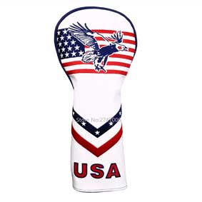 Golf förarskydd fairway wood cover hybrid huvudskydd usa startar och ränder stil med eagle mönster: 1x dykarskydd