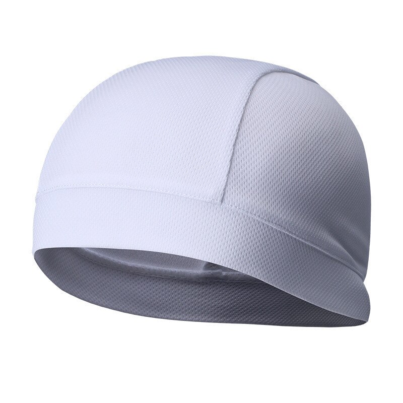 Mænd kvinder cykel hætter åndbar hurtig-tør hat ensfarvet polyester fiber sport løb hue en størrelse: Hvid