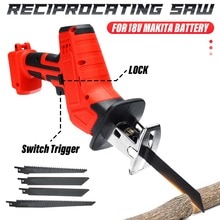 18V Cordless Reciprocating Saw Portable Electric Saw with 4 Blades Kit Metal Wood Cutting Machine for Makita 18V Battery