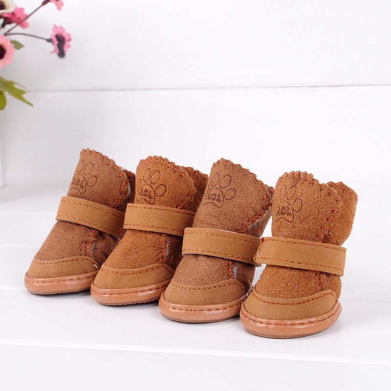 Haustier Hund Schuhe Winter Warme Plus Fleece Stiefel Für Welpen Katze Haustier Schuhe Chihuahua Kleine Hund Schuhe Haustiere Kleidung Liefert: Brown / S