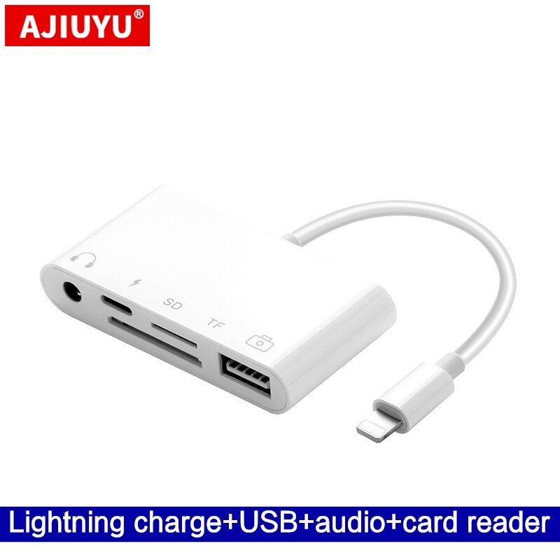 Ajiuyu Usb Lightning Otg Hub Voor Ipad Air 2 3 Pro Mini 4 5 10.2 9.7 10.5 Tablet Hdmi Adapter converter Aansluiten Toetsenbord Muis: Zilver